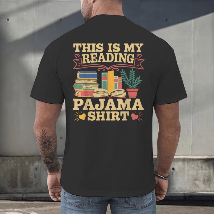 Book And Pajama This Is My Reading Pajama Bedtime Reading Men's Back Print T-Shirt Book And Pajama This Is My Reading Pajama Bedtime Reading Men's Back Print T-Shirt