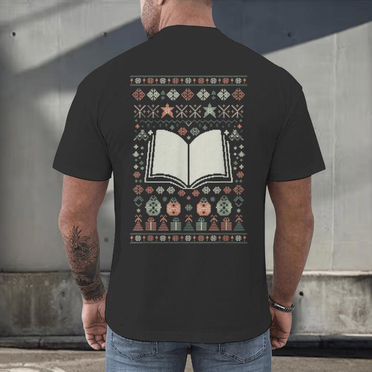 Book Reading Ugly Christmas Men's Back Print T-Shirt