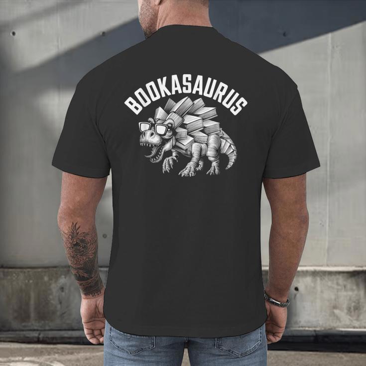 Book T-Rex Dino Bookworm Reading Book Dinosaur Men's Back Print T-Shirt