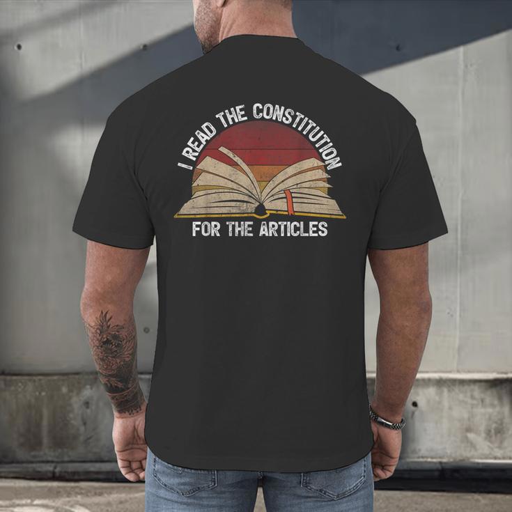 Book Vintage I Read The Constitution For The Articles Men's Back Print T-Shirt