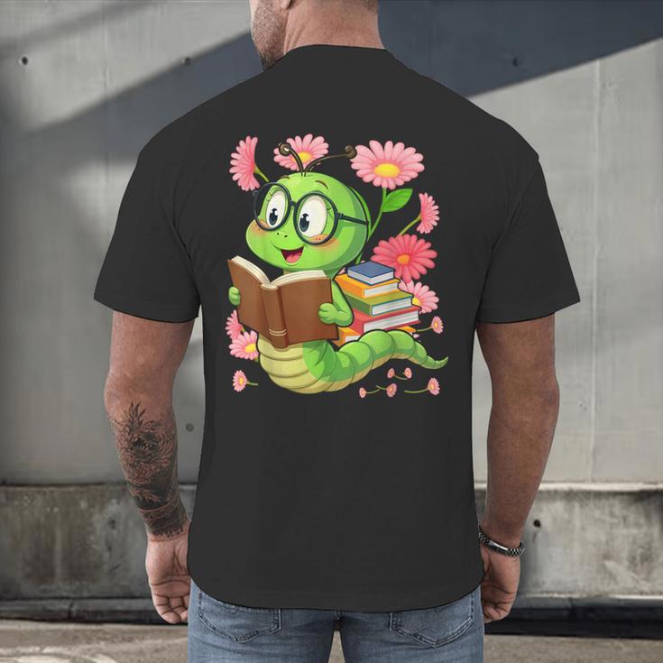 Book Worm Costume World Book Day Cute Kawaii Worm Reading Men's Back Print T-Shirt