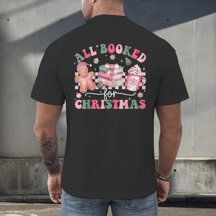 All Booked For Christmas Book Coffee Latte Gingerbread Men's Back Print T-Shirt