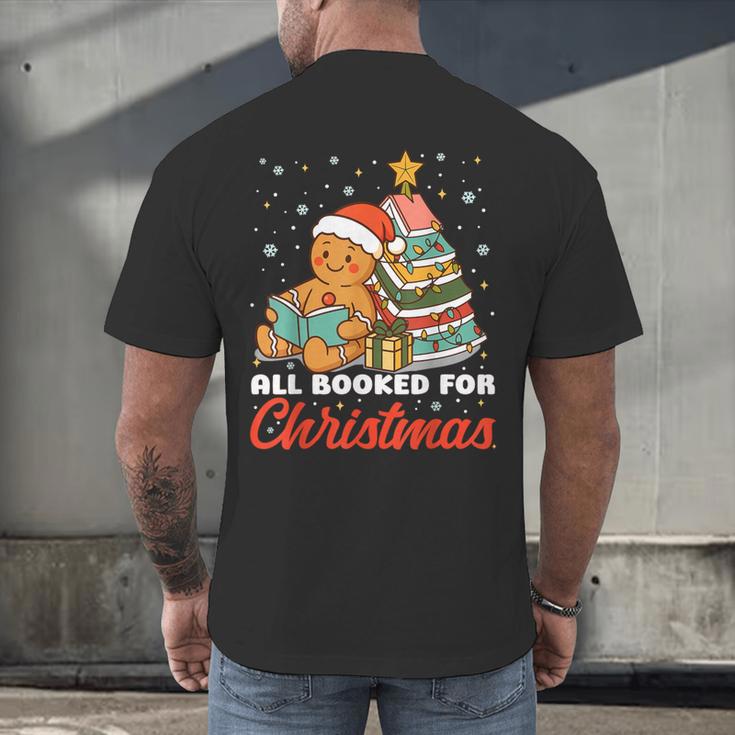 All Booked For Christmas Gingerbread Christmas Tree Book Kid Men's Back Print T-Shirt All Booked For Christmas Gingerbread Christmas Tree Book Kid Men's Back Print T-Shirt