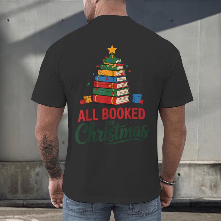 All Booked For Christmas Librarian Reader Xmas Pajama Men's Back Print T-Shirt