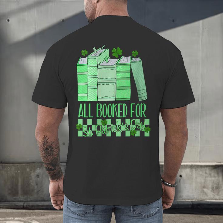 All Booked For St Patrick's Day Book Lover Lucky Shamrock Men's Back Print T-Shirt