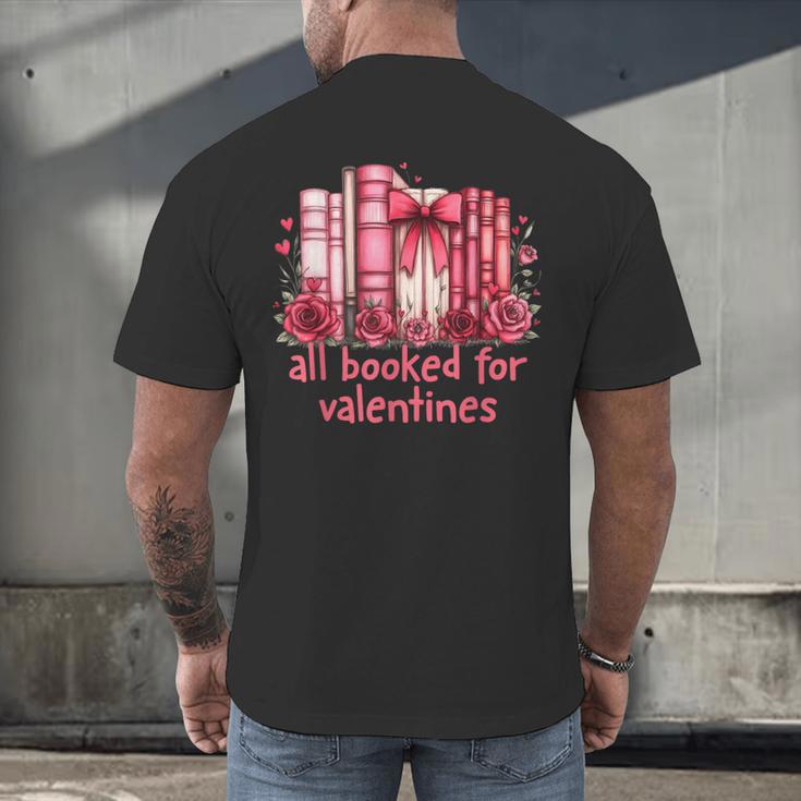 All Booked For Valentines Coquette Bow Book Lover Bookworm Men's Back Print T-Shirt