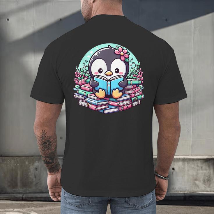 Bookish Penguin Heart A Readers Love Penguins Men's Back Print T-Shirt