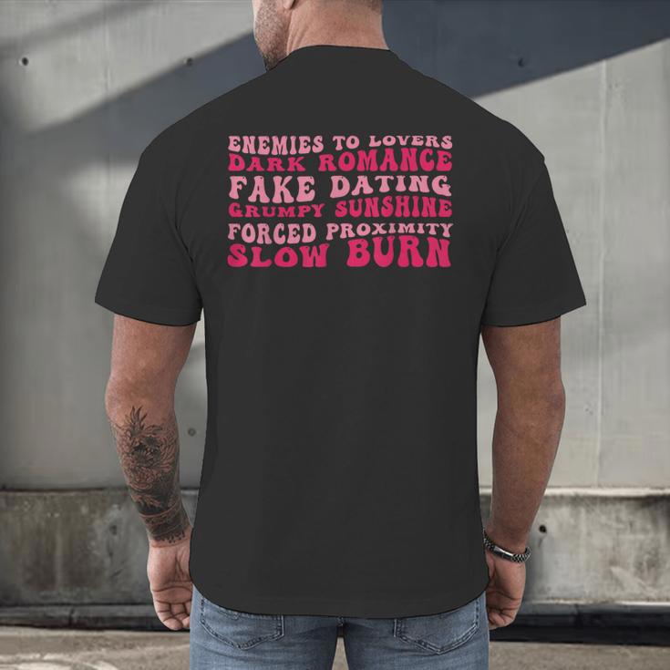 Bookish Romance Tropes Book Club Reader Spicy Book Lover Men's Back Print T-Shirt