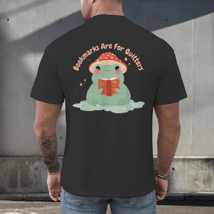 Bookmarks Are For Quitters Frog Reading Book Graphic Men's Back Print T-Shirt