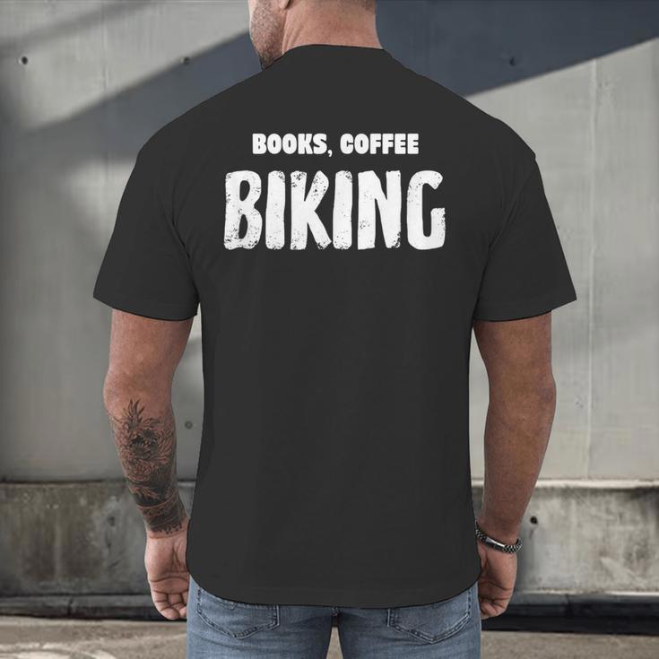 Books Coffee Biking Men's Back Print T-Shirt
