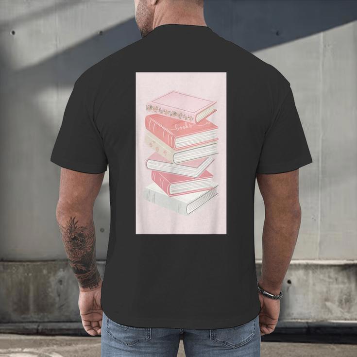 Books Flowers Art Flower Stack Pastel Feminine Men's Back Print T-Shirt Books Flowers Art Flower Stack Pastel Feminine Men's Back Print T-Shirt