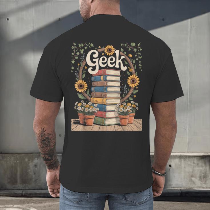 Books Geek Sunflower Floral Cute Vintage Books Reader Lover Men's Back Print T-Shirt Books Geek Sunflower Floral Cute Vintage Books Reader Lover Men's Back Print T-Shirt