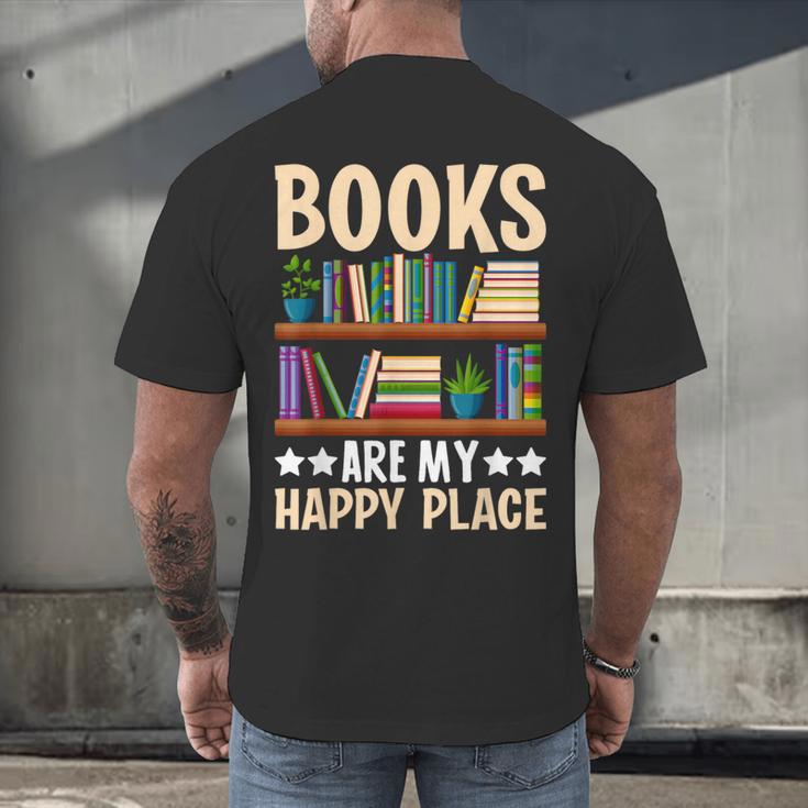 Books Are My Happy Place Men's Back Print T-Shirt Books Are My Happy Place Men's Back Print T-Shirt