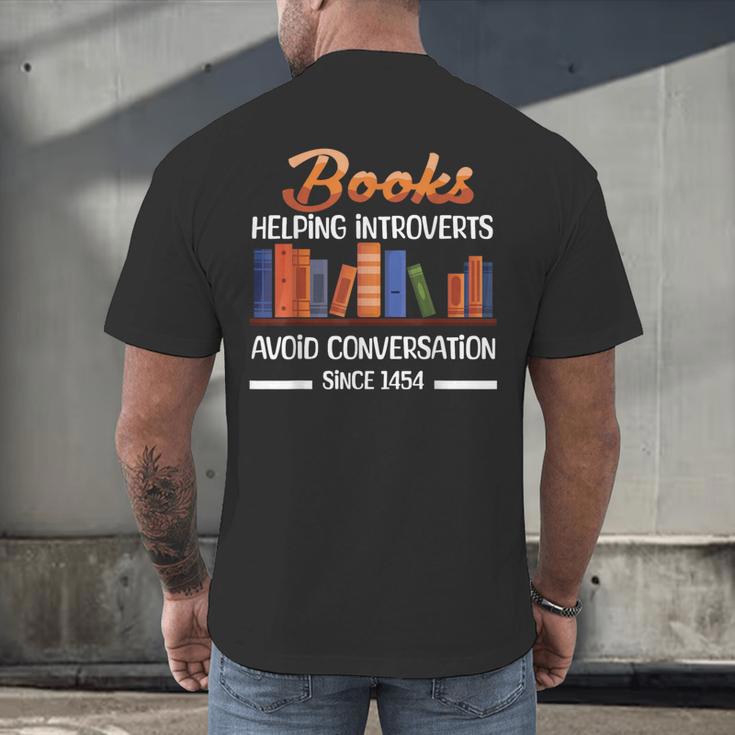 Books Helping Introverts Avoid Conversation Book Reading Men's Back Print T-Shirt