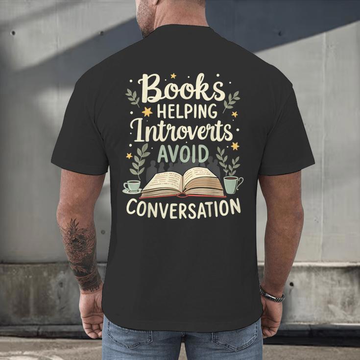 Books Helping Introverts Avoid Conversation Introvert Men's Back Print T-Shirt