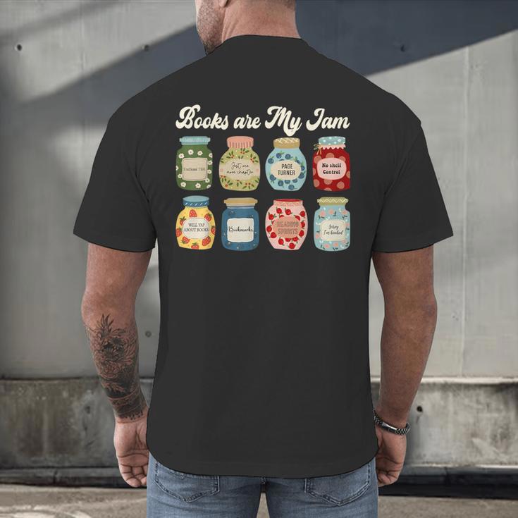 Books Are My Jam Shirt Book Lover Reader Reading Teacher Men's Back Print T-Shirt
