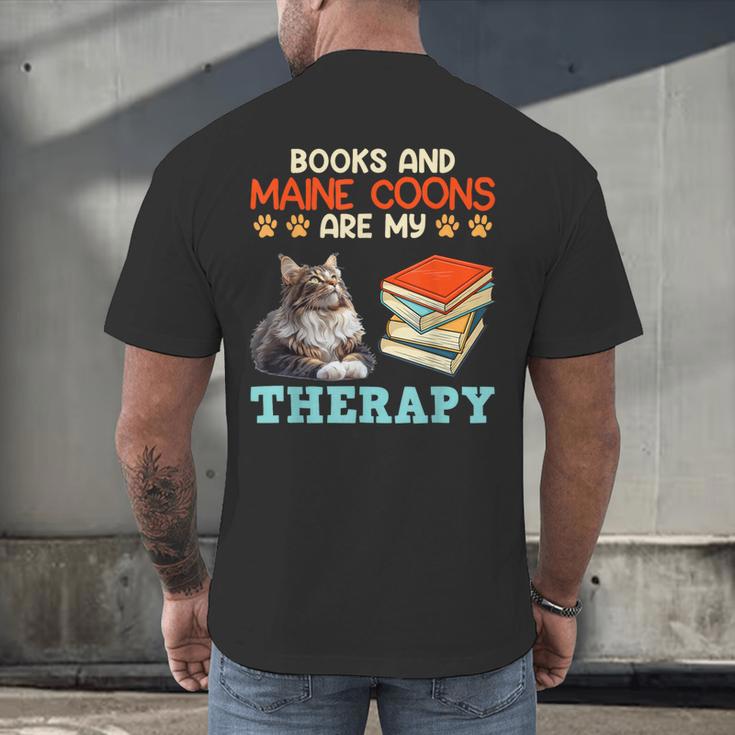 BOOKS AND MAINE COONS ARE MY THERAPY Main Coon Men's Back Print T-Shirt