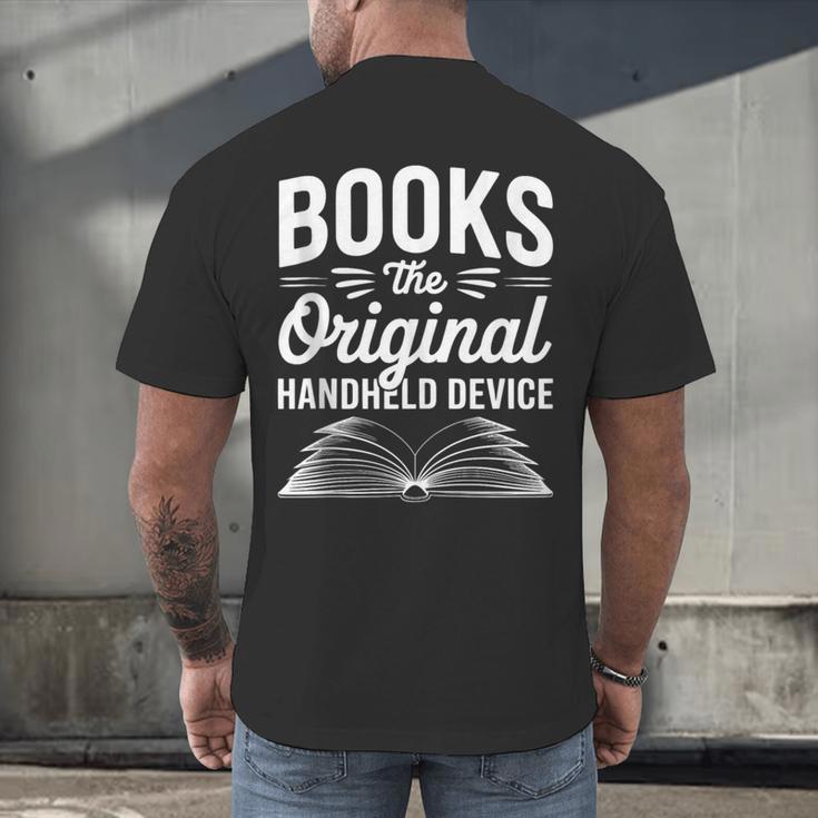 Books The Original Handheld Device Book Reading Men's Back Print T-Shirt Books The Original Handheld Device Book Reading Men's Back Print T-Shirt