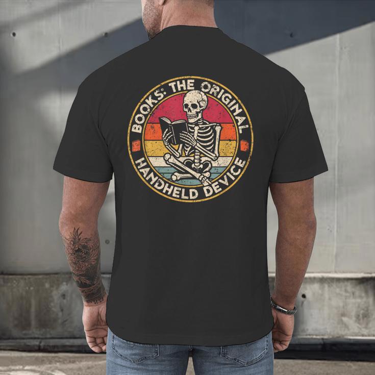 Books The Original Handheld Device Vintage Book Reading Men's Back Print T-Shirt Books The Original Handheld Device Vintage Book Reading Men's Back Print T-Shirt