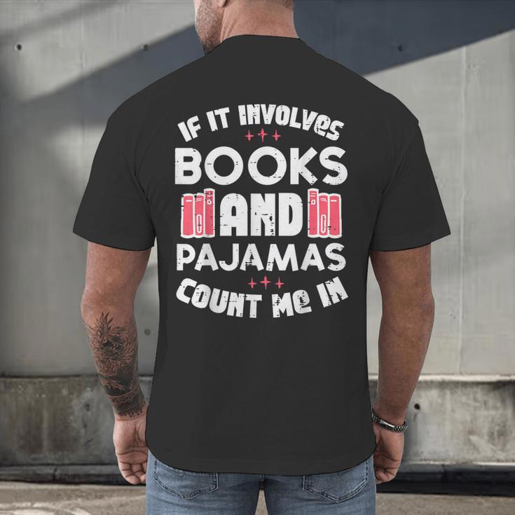 Books Pajamas Read Reading Book Librarian Women Girls Men's Back Print T-Shirt Books Pajamas Read Reading Book Librarian Women Girls Men's Back Print T-Shirt
