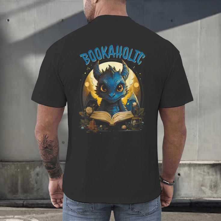 Books Quote Bookaholic Dragon Bookish Reading Men's Back Print T-Shirt Books Quote Bookaholic Dragon Bookish Reading Men's Back Print T-Shirt