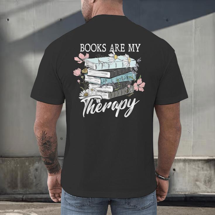Books Are My Therapy Summer Reading Book Lovers Men's Back Print T-Shirt