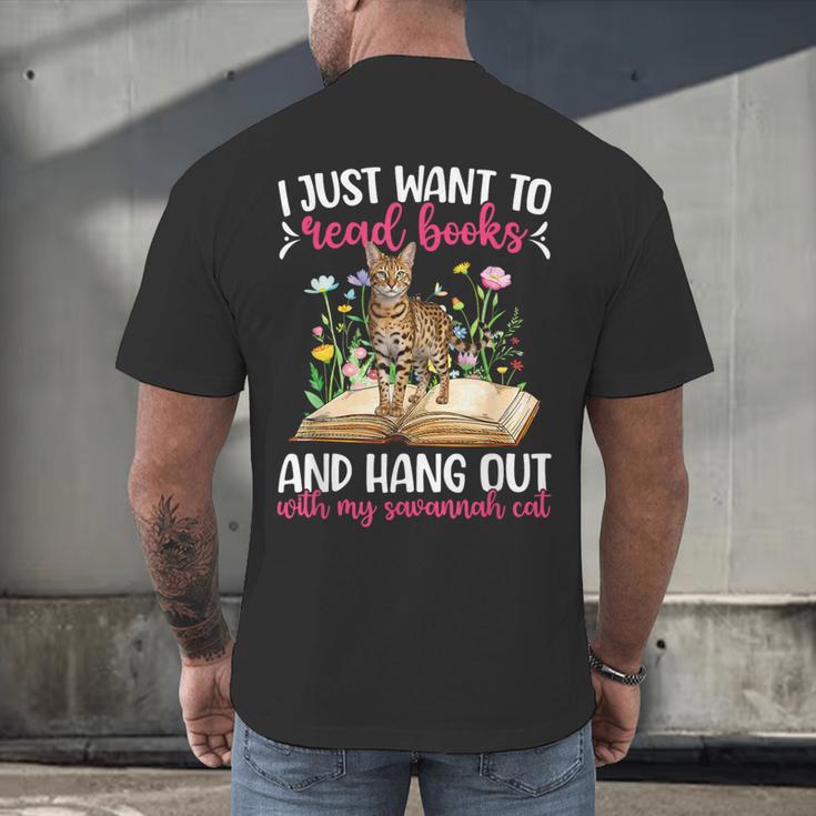 Books And My Savannah Cat Owner Savannah Cat Lover Men's Back Print T-Shirt