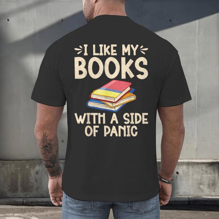 I Like My Books With a Side Of Panic Thriller Men's Back Print T-Shirt