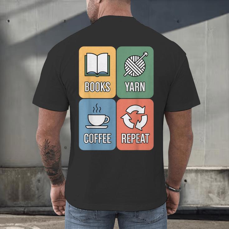 Books Yarn Coffee Repeat Crocheting Men's Back Print T-Shirt