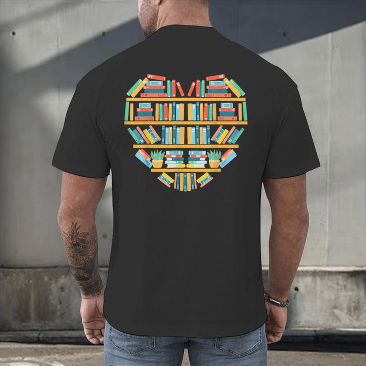 Bookshelf Heart Men's Back Print T-Shirt Bookshelf Heart Men's Back Print T-Shirt