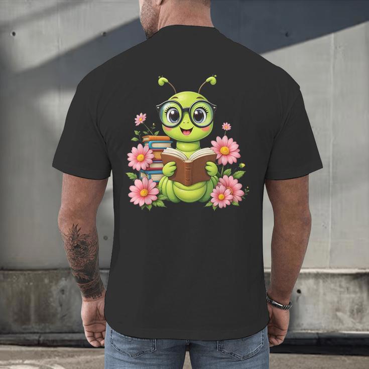 Bookworm Costume Kawaii Reading Worm For World Book Day Men's Back Print T-Shirt