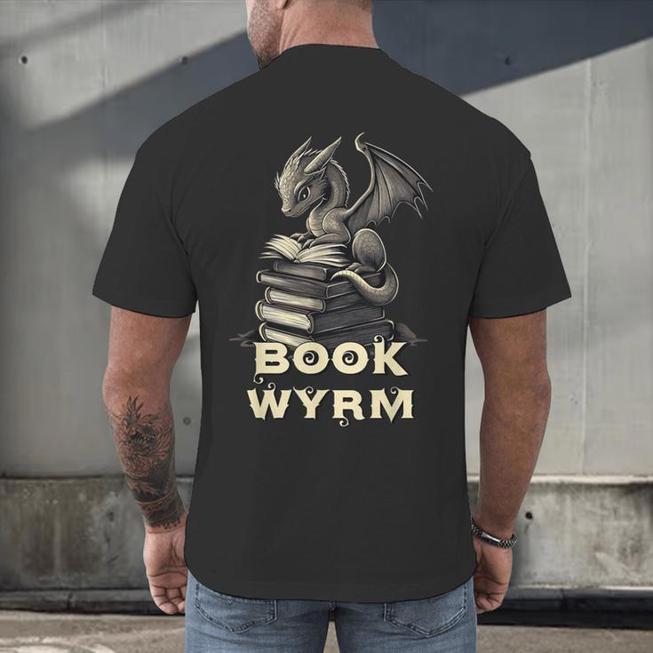 Bookwyrm Dragon Fantasy Bookish Fairytale Book Lover Men's Back Print T-Shirt