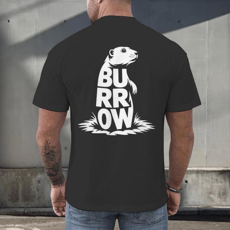 Burrow Prairie Dog Word Art Introvert Nature Retreat Men Women Kids Men's Back Print T-Shirt