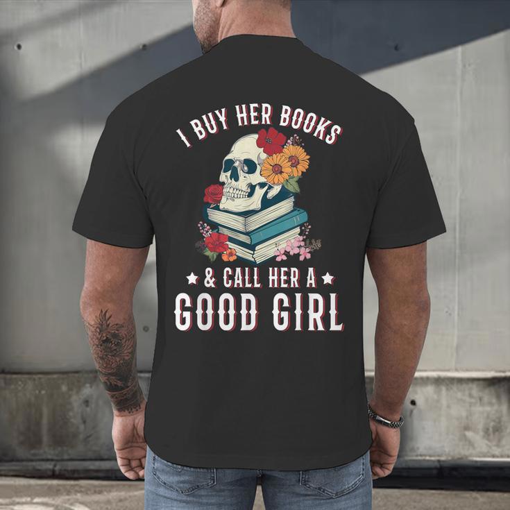 I Buy Her Books Call Her A Good Girl Book Lover Skull Men's Back Print T-Shirt I Buy Her Books Call Her A Good Girl Book Lover Skull Men's Back Print T-Shirt
