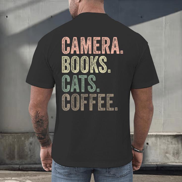 Camera Books Cats And Coffee Lover Photography Men Women Men's Back Print T-Shirt