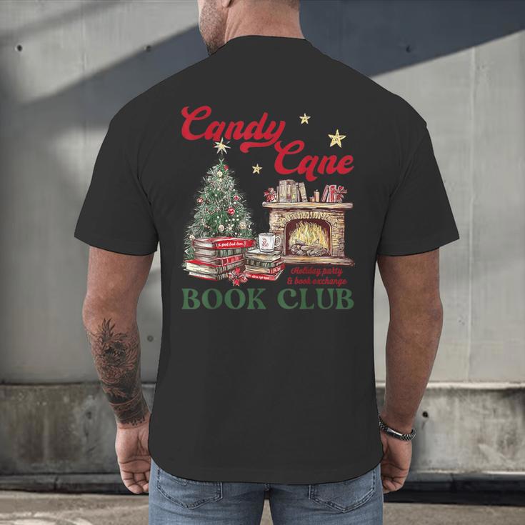 Candy Cane Book Club Holiday Party & Book Exchange Men's Back Print T-Shirt