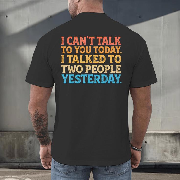I Can't Talk To You Today Introvert Sarcastic Joke Men's Back Print T-Shirt I Can't Talk To You Today Introvert Sarcastic Joke Men's Back Print T-Shirt