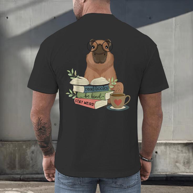 Capybara Glasses Reading Books Capybara Nerd Bookworm Men's Back Print T-Shirt