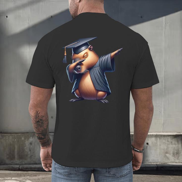 Capybara Graduation Dabbing Capy Wearing Graduate Gown Men's Back Print T-Shirt