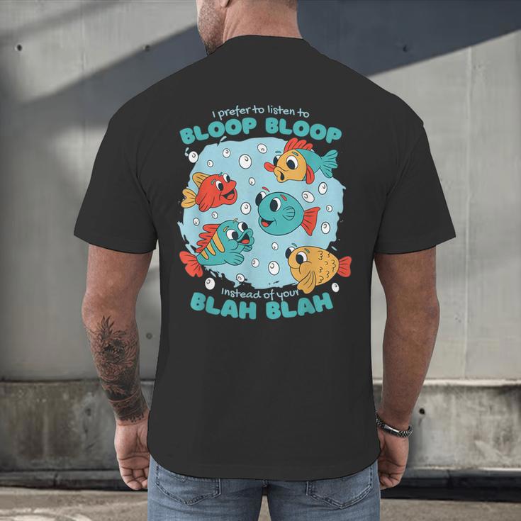 Cartoon Sarcasm Anti-Social Nihilism Introvert Fish Men's Back Print T-Shirt