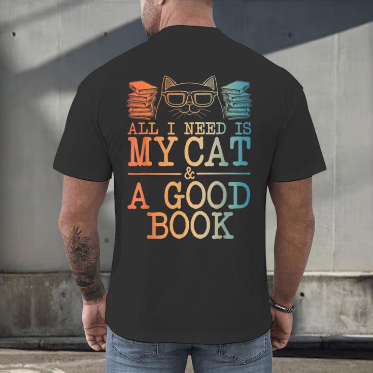Cat & Book Art For Men Women Cat Librarian Novel Book Lover Men's Back Print T-Shirt Cat & Book Art For Men Women Cat Librarian Novel Book Lover Men's Back Print T-Shirt
