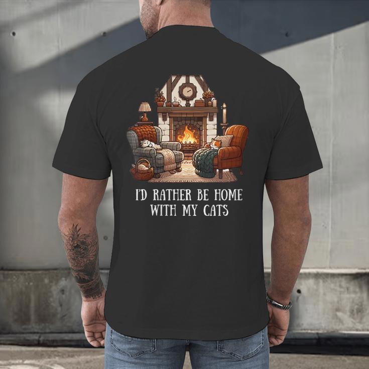 Cat Lover I'd Rather Be Home With My Cats Introvert Cozy Men's Back Print T-Shirt Cat Lover I'd Rather Be Home With My Cats Introvert Cozy Men's Back Print T-Shirt