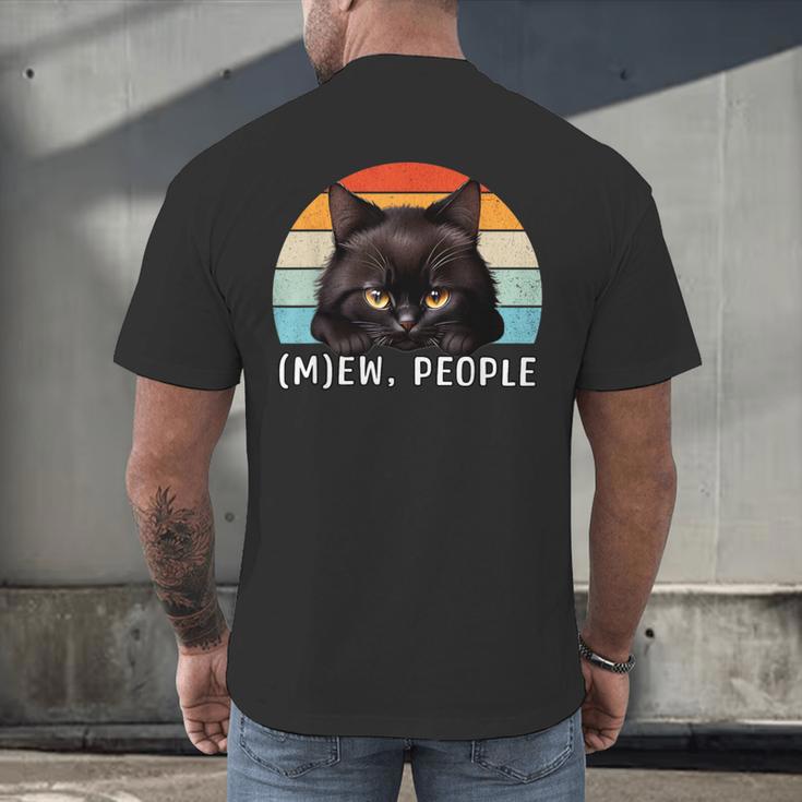 Cat Pun Introvert Anti Social Ew People Kitty Men's Back Print T-Shirt Cat Pun Introvert Anti Social Ew People Kitty Men's Back Print T-Shirt