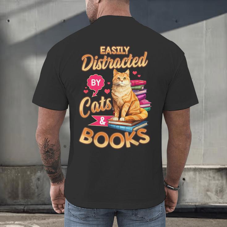 Cat Shirts For Women Book Lover Shirt Cats And Books Men's Back Print T-Shirt