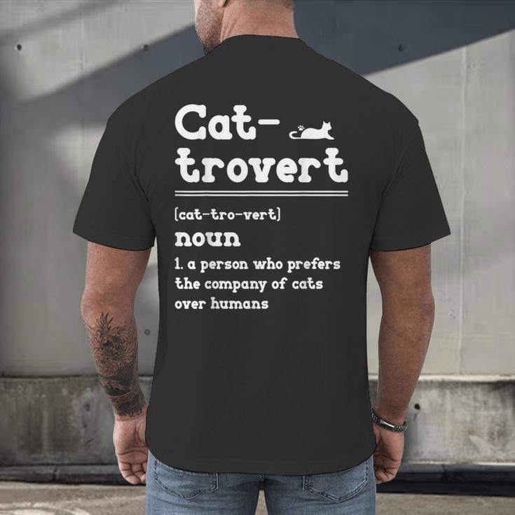 Cat-Trovert Definition Cat Introvert Pet Lover Men's Back Print T-Shirt