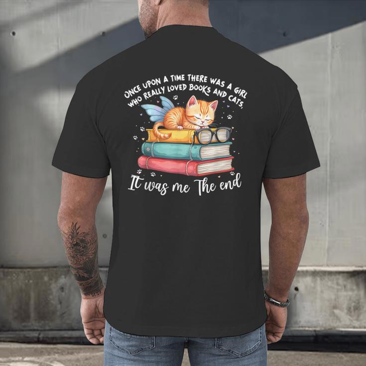 Cats And Books Easily Distracted By Book & Cat Lover Men Women Kids Men's Back Print T-Shirt Cats And Books Easily Distracted By Book & Cat Lover Men Women Kids Men's Back Print T-Shirt