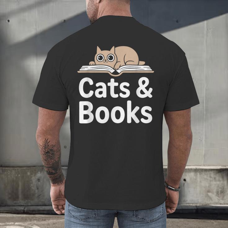Cats And Books Men's Back Print T-Shirt Cats And Books Men's Back Print T-Shirt