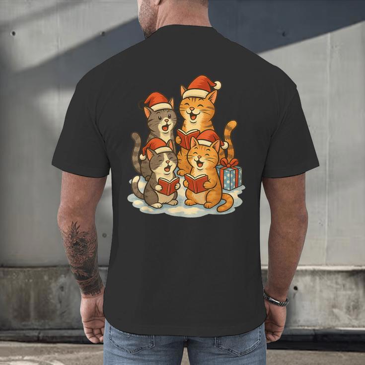 Cats Reading Books Christmas Tree Men's Back Print T-Shirt Cats Reading Books Christmas Tree Men's Back Print T-Shirt