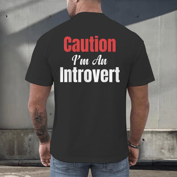 Caution I'm An Introvert Sarcastic Geek Video Gamer Jokes Men's Back Print T-Shirt
