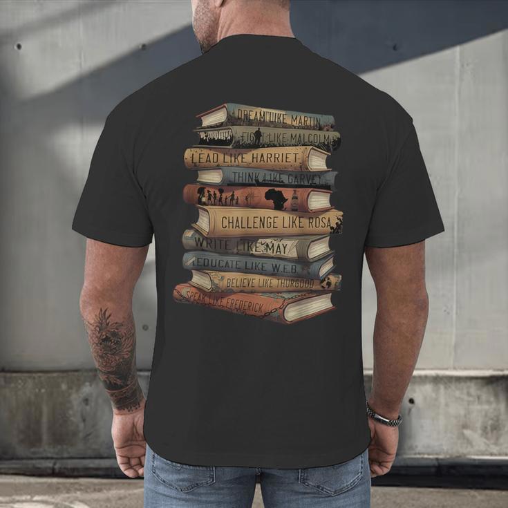 Celebrating History Month Floral Books Teacher Men's Back Print T-Shirt